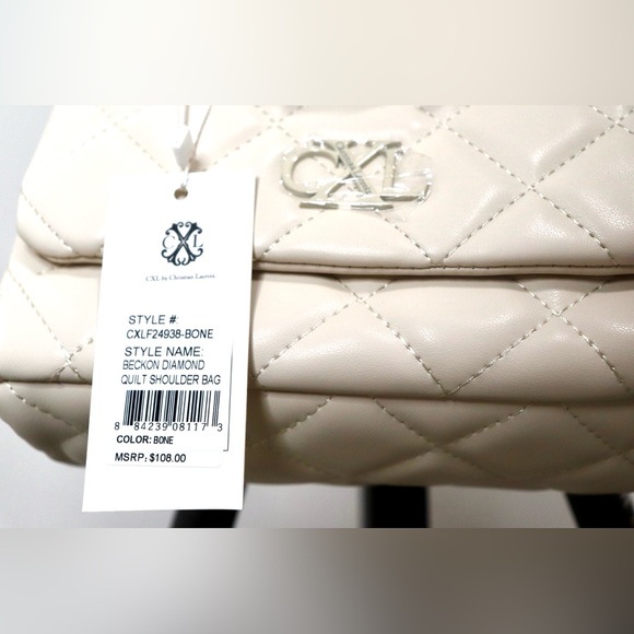 NWT Christian Lacroix Bekon Diamond Quilt Color Bone Crossbody Handbag NWT - Picture 5 of 8